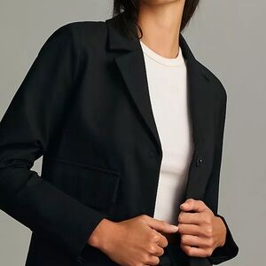 MAEVE ANTHROPOLOGIE WOMENS BLACK FITTED BLAZER JACKET 12